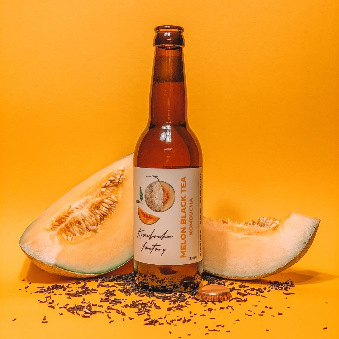 Fermentuotas arbatos gėrimas MELON KOMBUCHA, 0.33L