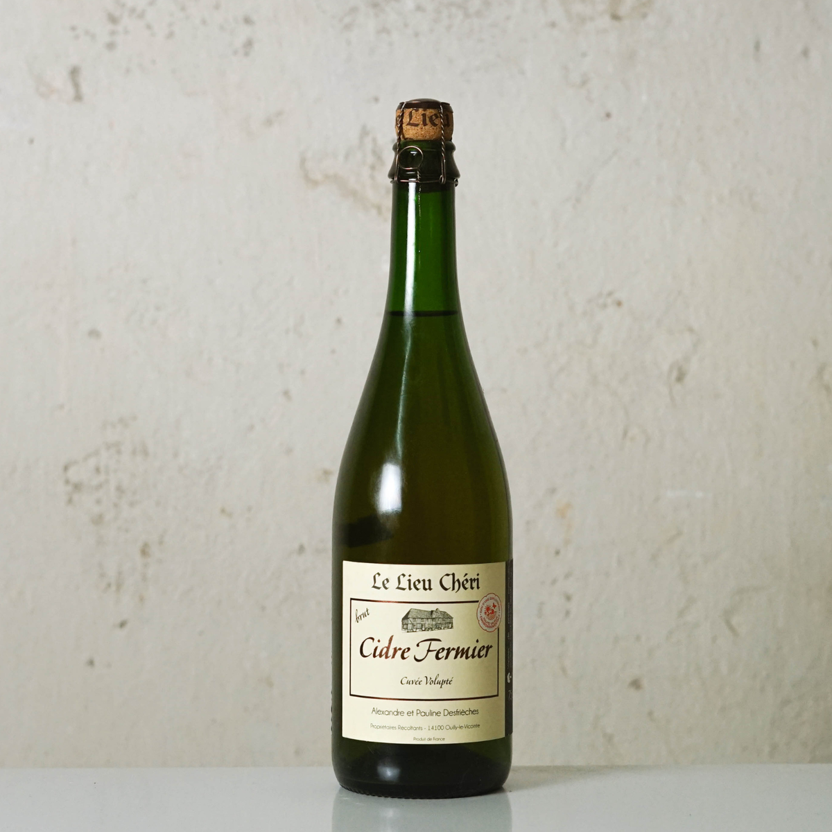 Dry cider LE LIEU CHERI CIDRE BRUT FERMIER, 0.75L, France