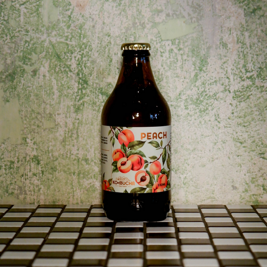 Fermentuotas arbatos gėrimas PEACH KOMBUCHA, 0.33L